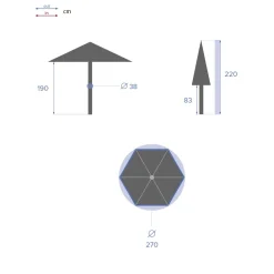 Guarda-sol SOYA azul canard 2,7m