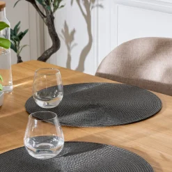 Individual de mesa redondo cinza TEXALINE 38cm