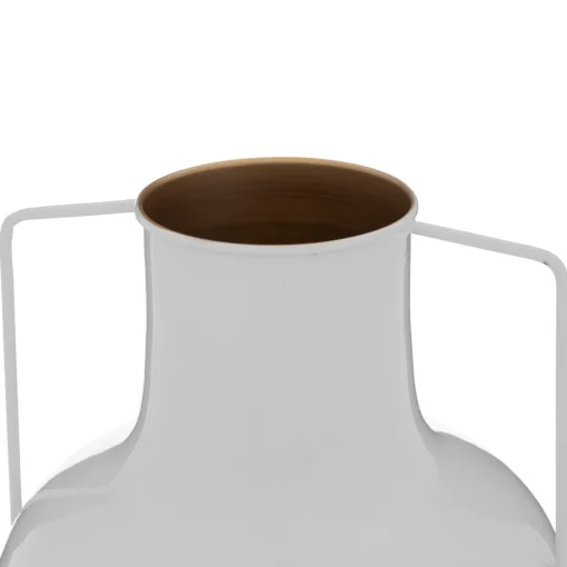 Jarra branca e dourada em metal 30,5cm