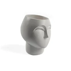 Jarra de cerâmica branca figura cara de mulher