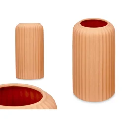 Jarra de cerâmica riscada cor de tijolo 26cm