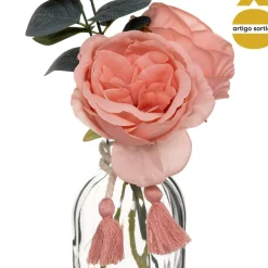 Jarra de vidro com flores artificiais