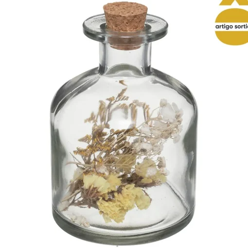 Jarra de vidro com flores secas