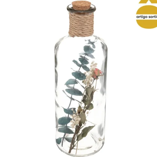 Jarra de vidro com flores secas