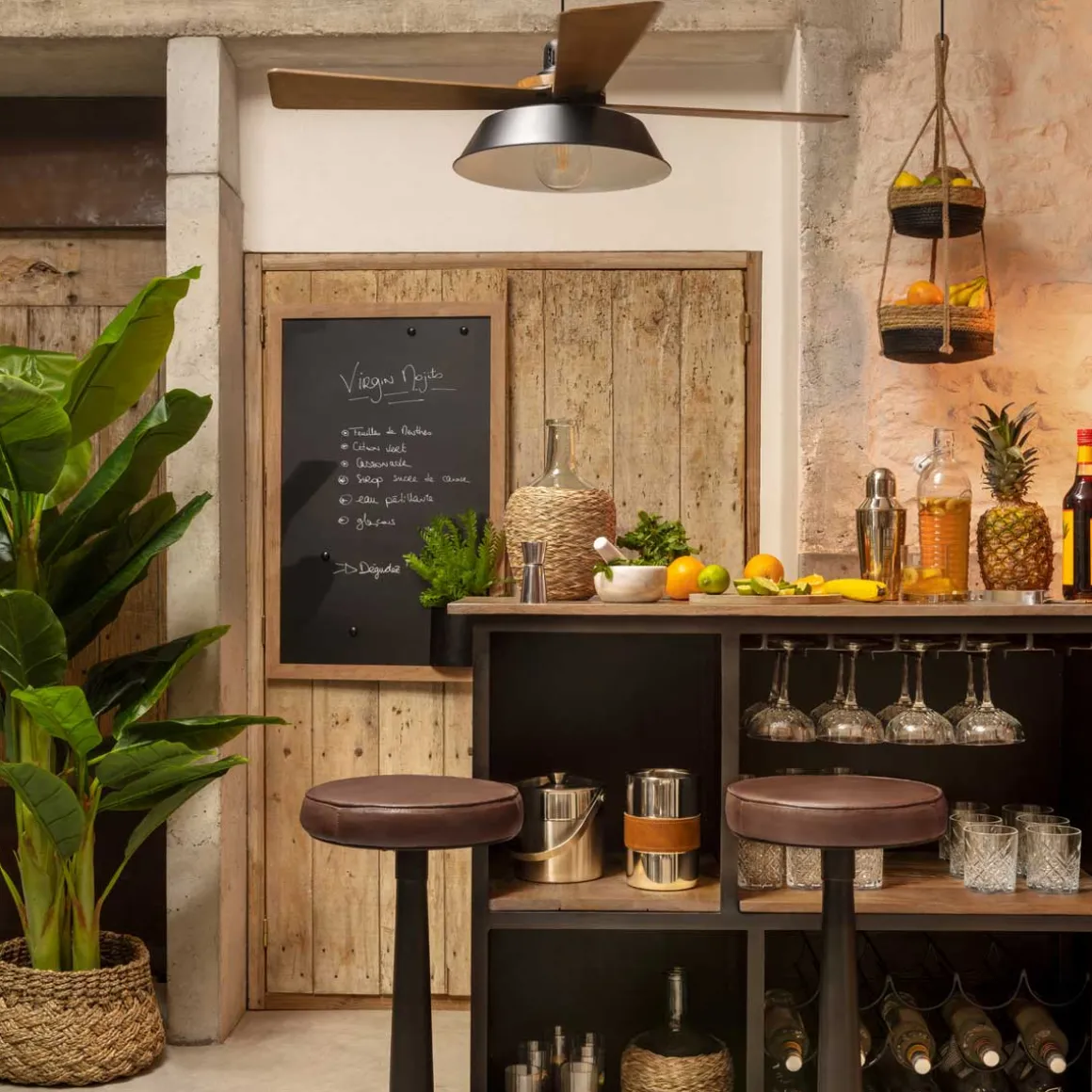 Jarra de vidro com ráfia CUBA