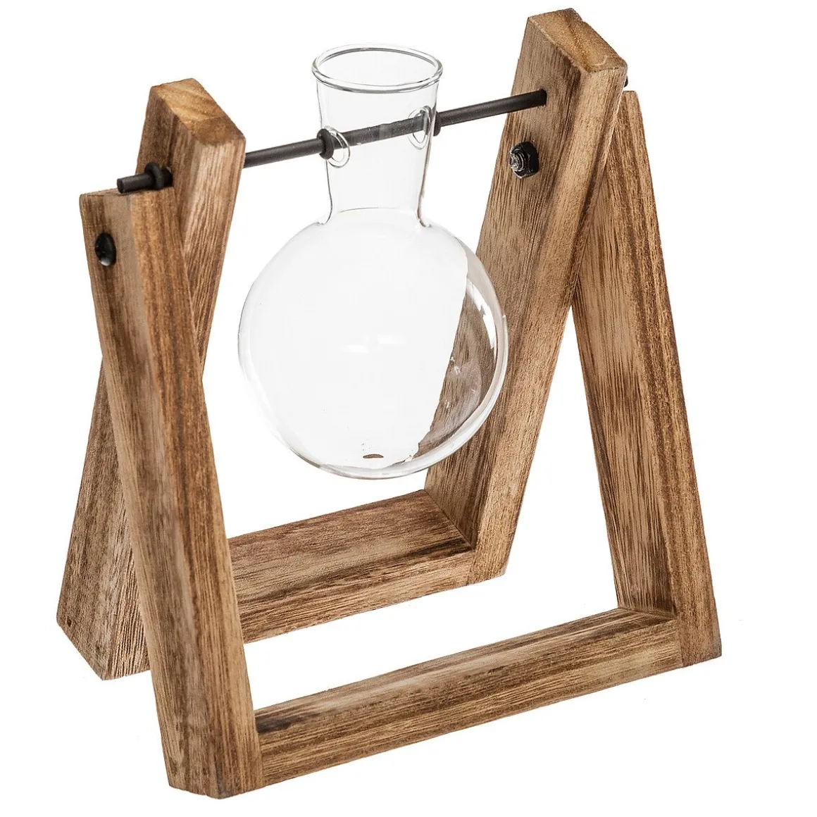 Jarra de vidro com suporte em madeira