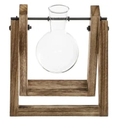 Jarra de vidro com suporte em madeira