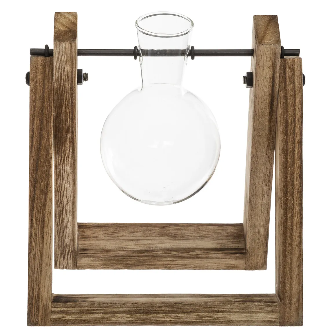 Jarra de vidro com suporte em madeira