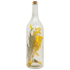 Jarra Em Vidro Com Flores Amarelo 45cm