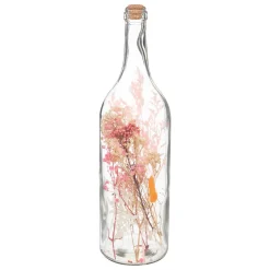 Jarra Em Vidro Com Flores Rosa 45cm
