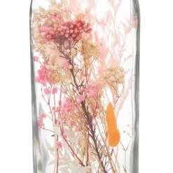 Jarra Em Vidro Com Flores Rosa 45cm