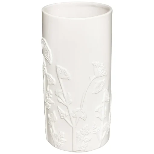 Jarra MIND branca com flores 3d 25cm