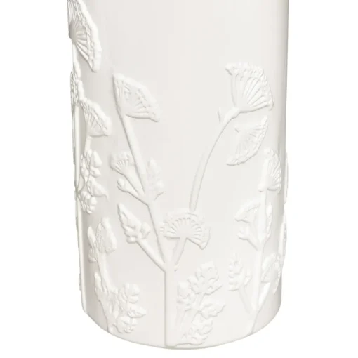 Jarra MIND branca com flores 3d 25cm