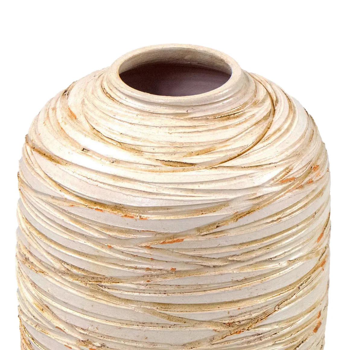 Jarra riscada bege em cerâmica 20cm