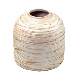 Jarra riscada bege em cerâmica 24cm