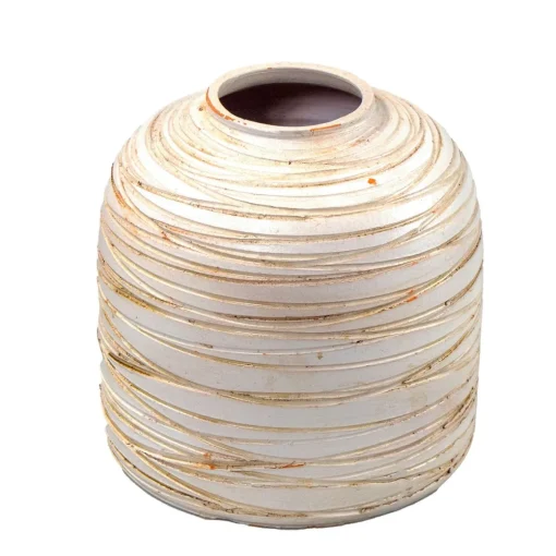 Jarra riscada bege em cerâmica 24cm