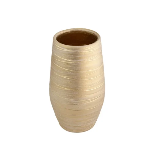 Jarra riscada dourada em cerâmica 40cm