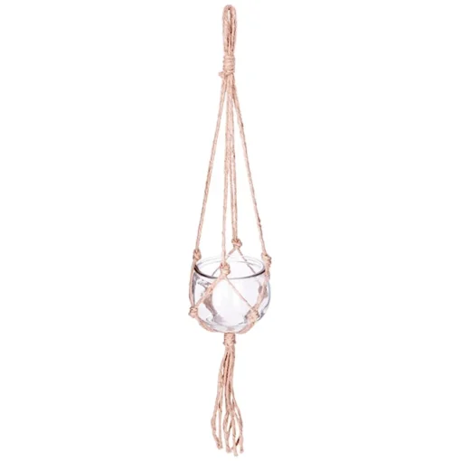 Jarra suspensa globo de vidro com corda em ráfia
