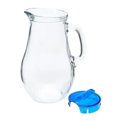 Jarro de vidro com tampa plástica azul