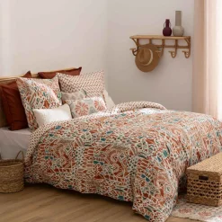 Jogo de cama estampado IKAT de algodão 240x220cm