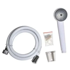 Kit chuveiro branco 1 função e mangueira flexível 150cm