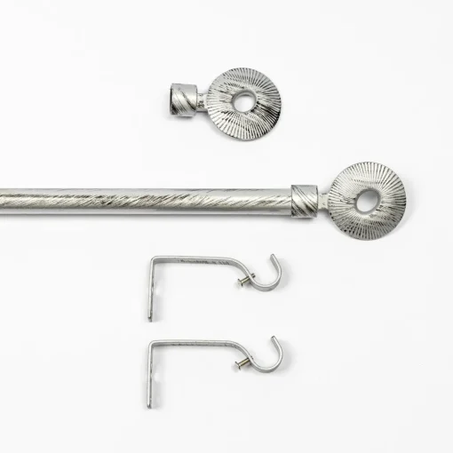 Kit varão extensível cinza e preto 120-210cm