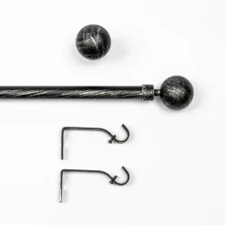 Kit varão extensível preto e prateado 120-210cm d19cm