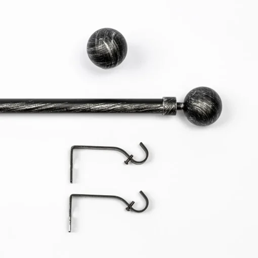 Kit varão extensível preto e prateado 120-210cm d19cm