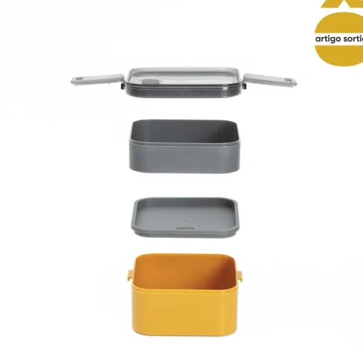 Lancheira quadrada com 2 compartimentos 1,5l