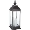 Lanterna Antique Preta Em Metal Com 3 Velas LED