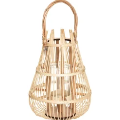 Lanterna decorativa bege em rattan