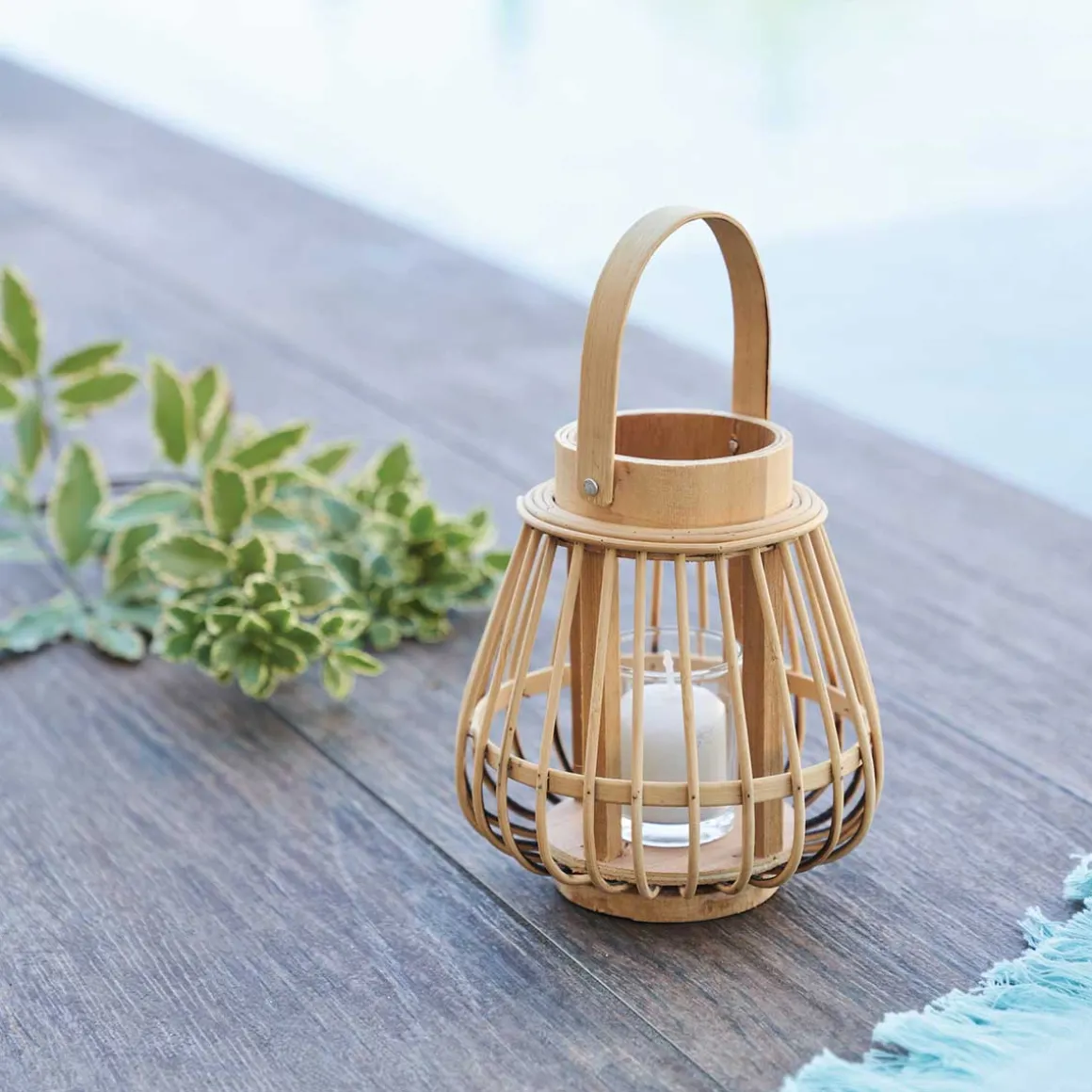Lanterna decorativa em bambu cor natural