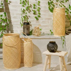 Lanterna natural CROSS em bambu 52cm