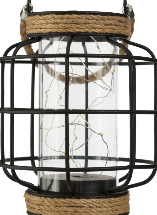 Lanterna preta com corda microled 17cm