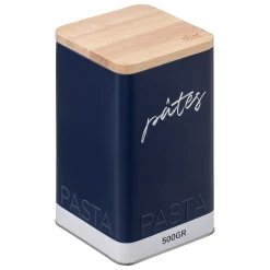 Lata azul em metal para pasta