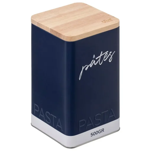 Lata azul em metal para pasta
