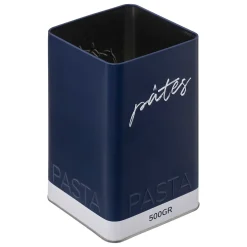 Lata azul em metal para pasta