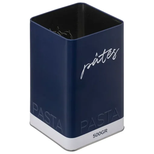 Lata azul em metal para pasta