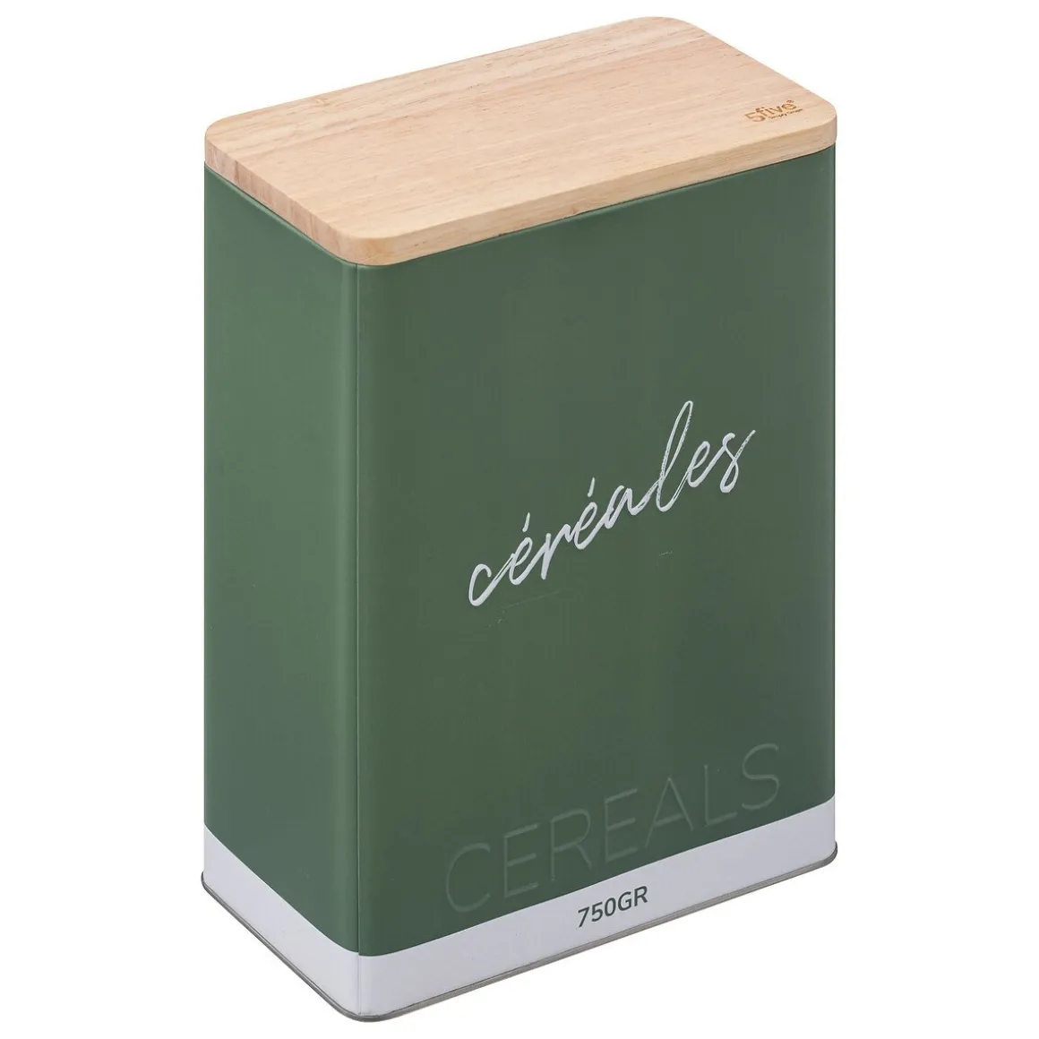 Lata verde em metal para cereais