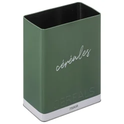 Lata verde em metal para cereais