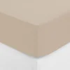 Lençol ajustável bege em algodão percal 140x190cm