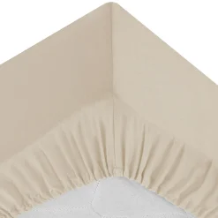 Lençol ajustável bege em algodão percal 140x190cm