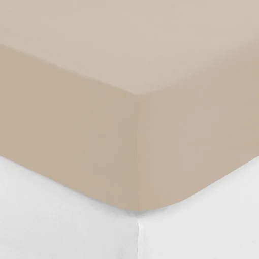 Lençol ajustável bege 90x190cm