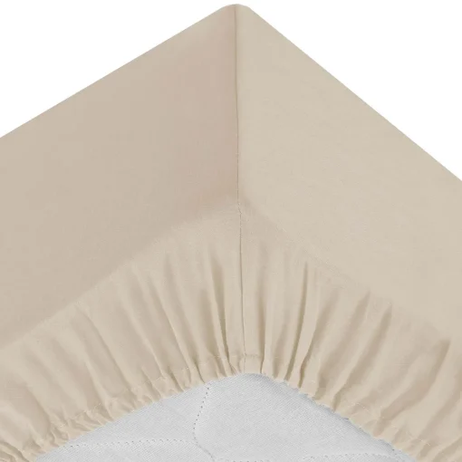 Lençol ajustável bege 90x190cm