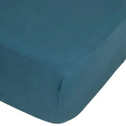 Lençol ajustável linho azul 160x200cm
