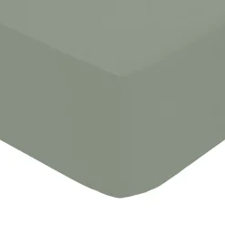 Lençol ajustável verde em algodão percal 140x190cm