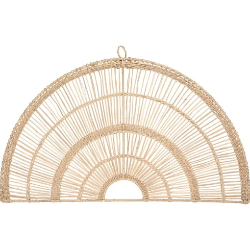 Leque decorativo bege em seagrass arc