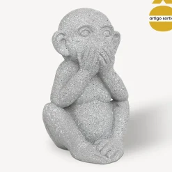 Macaco decorativo para exterior cinza 41cm