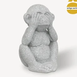 Macaco decorativo para exterior cinza 41cm