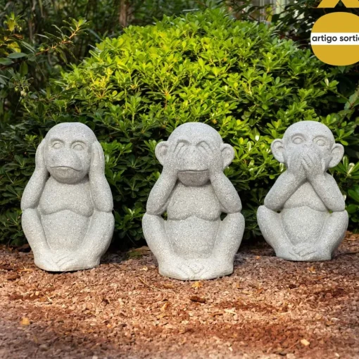 Macaco decorativo para exterior cinza 41cm